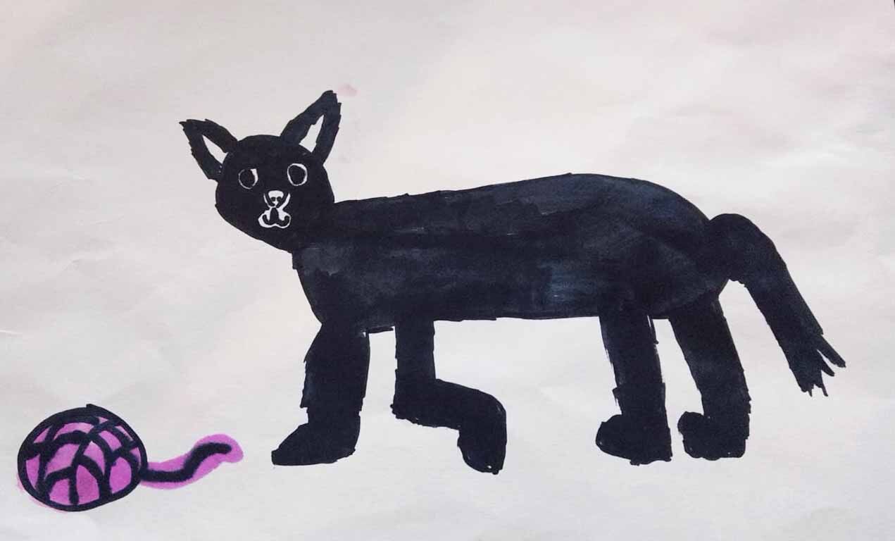 Black cat drawn by Charlotte Hirth, 9, of Union Grove